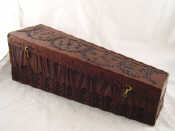 Appraisal: A very unusual shape th c treen mahogany box carved