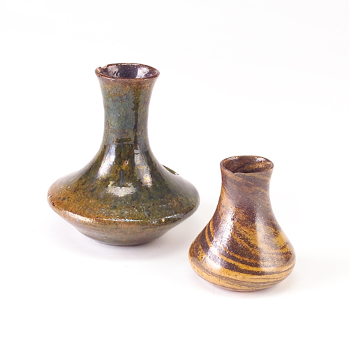 Appraisal: GEORGE OHR Two vases one corseted in speckled green and