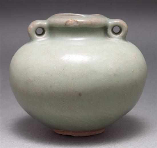 Appraisal: Chinese celadon glaze stoneware jarlet th th century with dragon