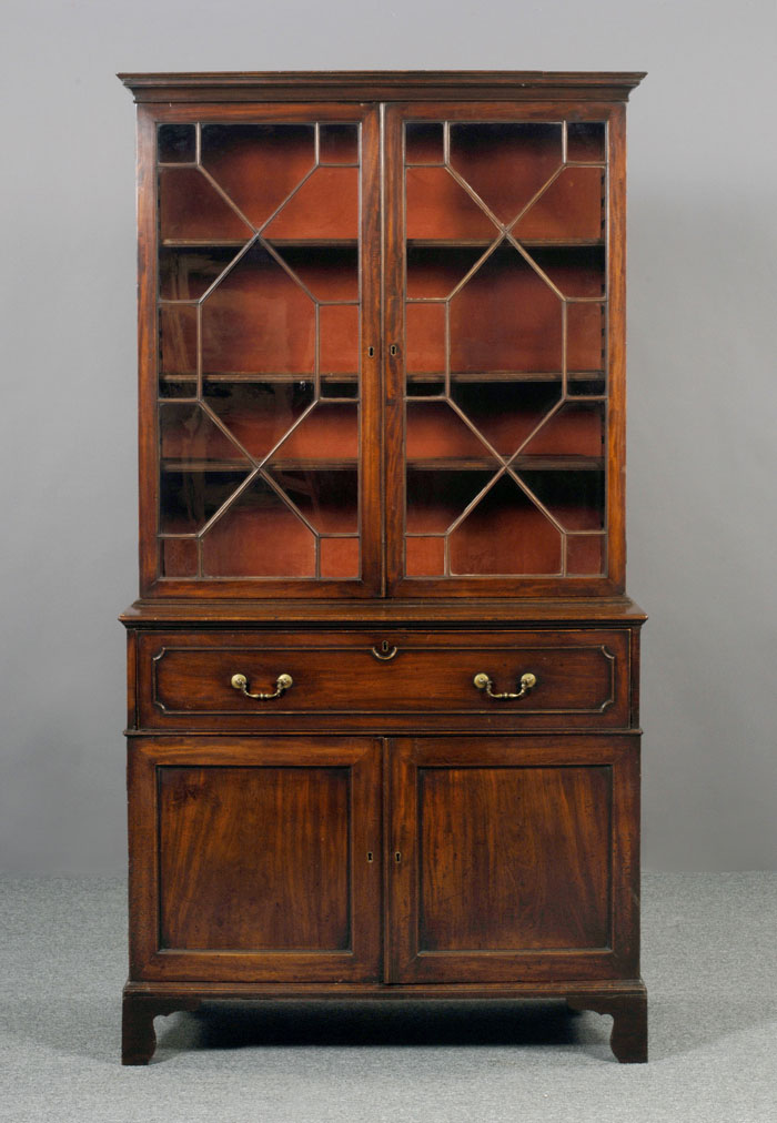 Appraisal: GEORGE III MAHOGANY SECRETARY BOOKCASE The cove molded cornice above