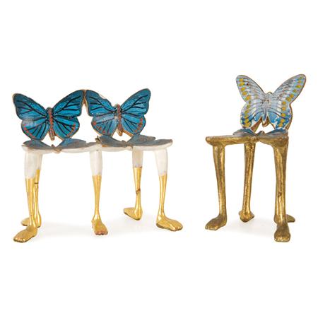 Appraisal: Pedro Friedeberg Mexican American b Butterfly Chair and Butterfly Double-Chair