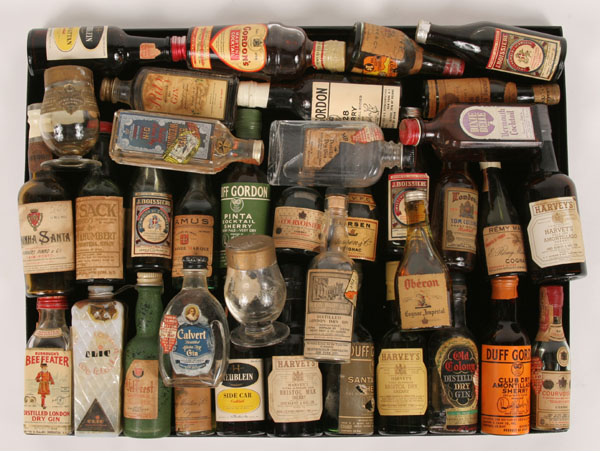 Appraisal: Forty plus bottles of gin vermouth sherry and cognac with