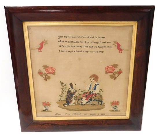 Appraisal: th C English needlework picture signed Mary Ann Ashton and