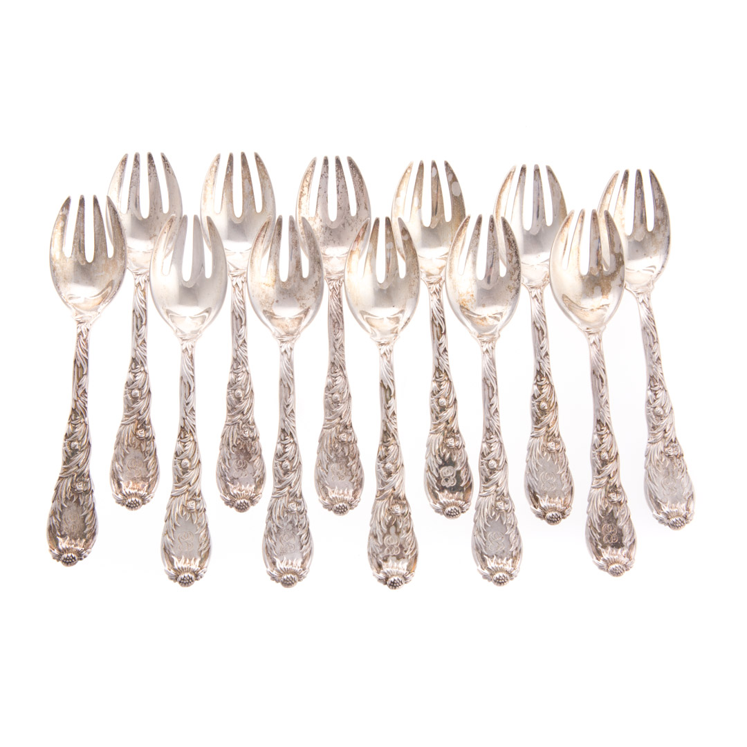 Appraisal: Tiffany Chrysanthemum sterling ice cream forks old hallmark in L