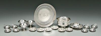 Appraisal: pieces sterling hollowware openwork centerpiece open butter dish with liner