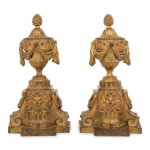 Appraisal: A Pair of Louis XVI Style Gilt Bronze Chenets th