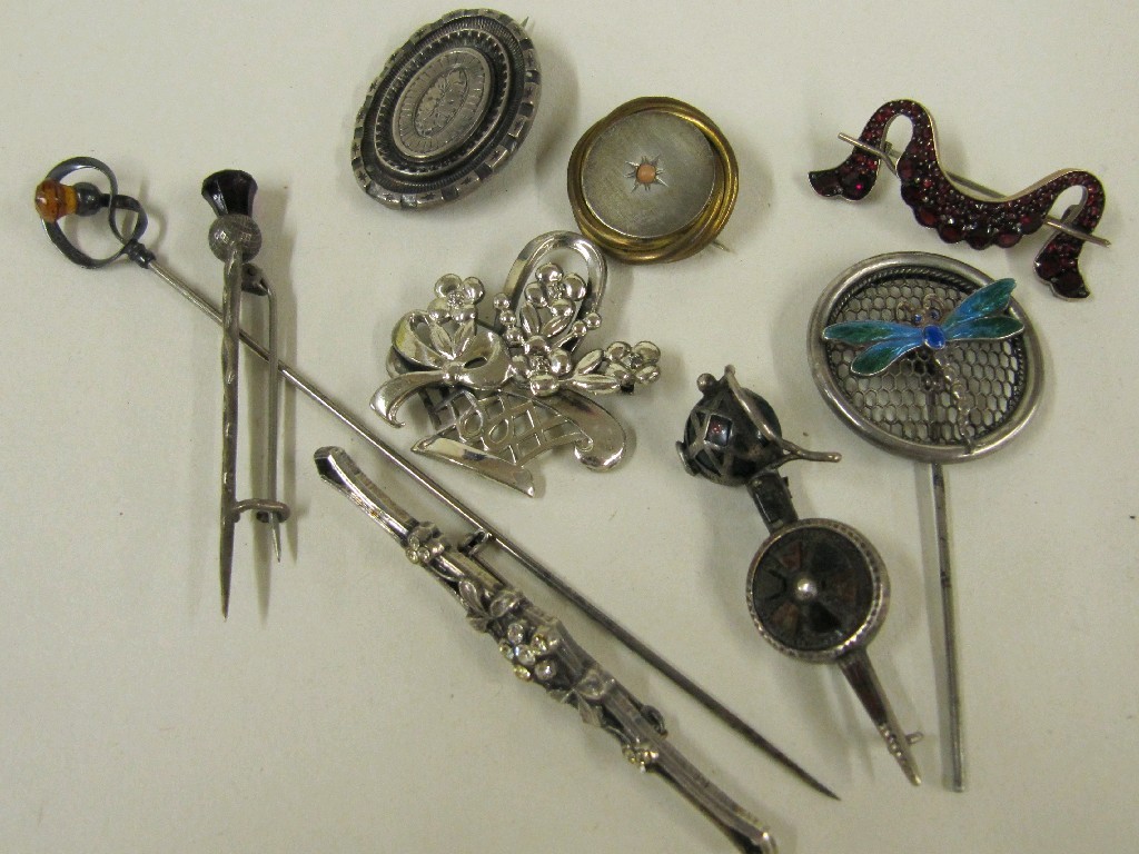 Appraisal: Lot comprising Charles Horner silver topped hat pin one other