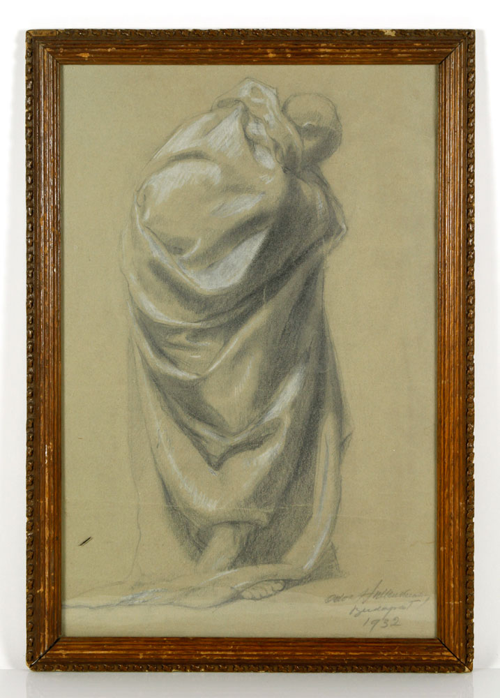 Appraisal: - Hungarian Pencil Drawing of Robed Man Hungarian drawing robed