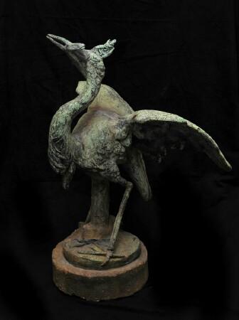 Appraisal: CAST AND MOLDED MODEL OF A HERON On stone base