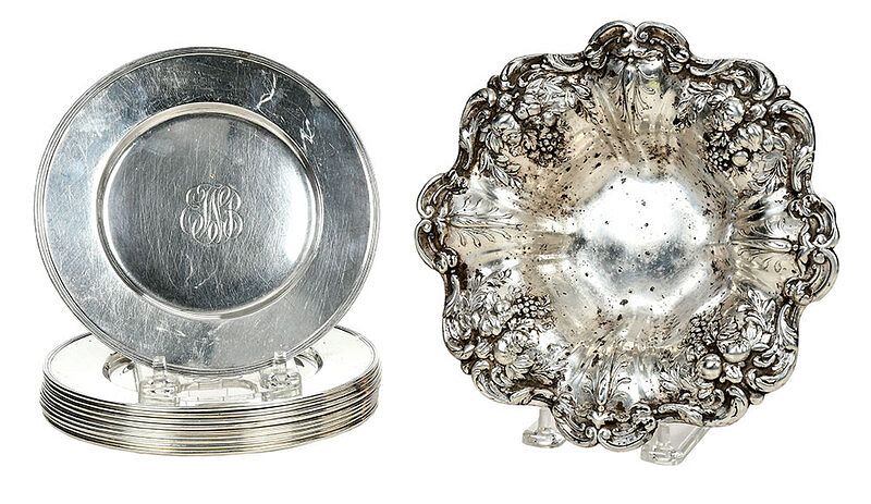 Appraisal: Pair of Francis I Bowls and Ten Sterling Plates American