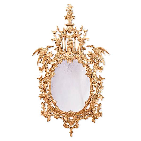 Appraisal: A Chinese Chippendale style giltwood mirror in the style of