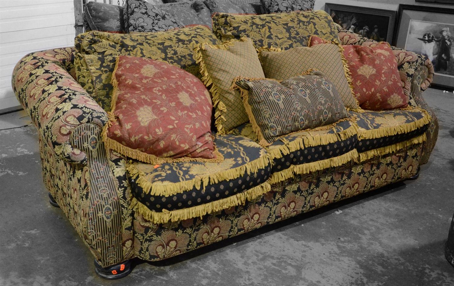 Appraisal: Carol Hicks Bolton EJ Victor floral upholstered sofa loose seat