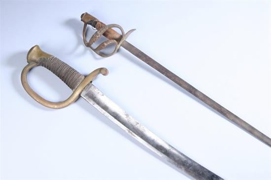 Appraisal: FRENCH HEAVY CAVALRY SABER Circa Together with small hunting hanger