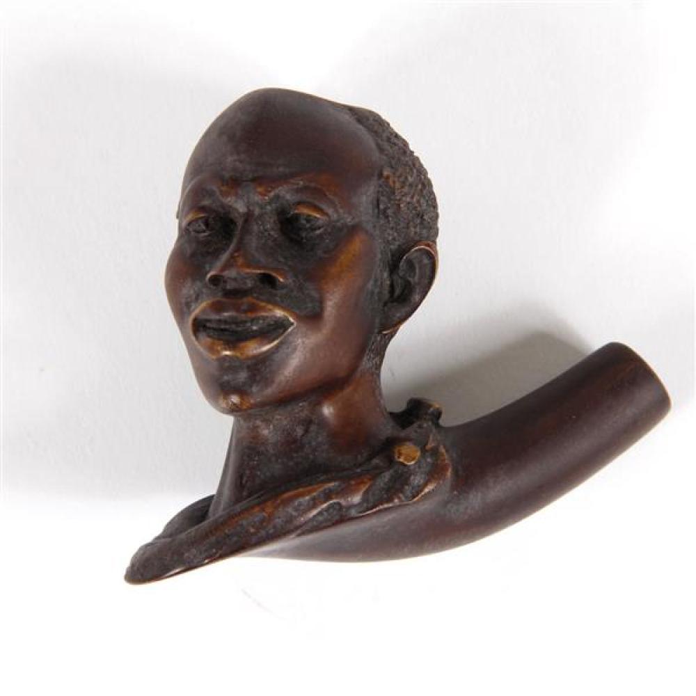 Appraisal: MEERSCHAUM PIPE WITH CARVED AFRICAN MAN'S FACE WITH A RICH