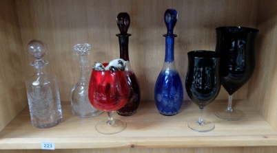 Appraisal: A collection of quality glassware to include Wedgwood decanters decorative