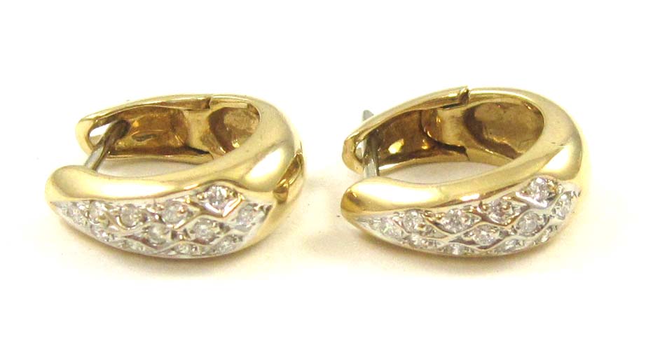 Appraisal: PAIR OF DIAMOND HOOP EARRINGS each k yellow gold earrings