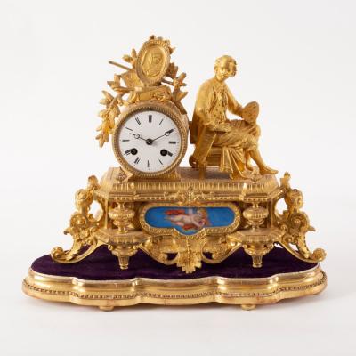 Appraisal: A th Century French gilt metal eight-day mantle clock the