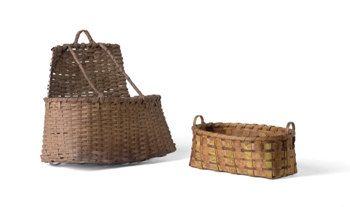 Appraisal: TWO NEW ENGLAND SPLINT BASKETS Th e fi rst with