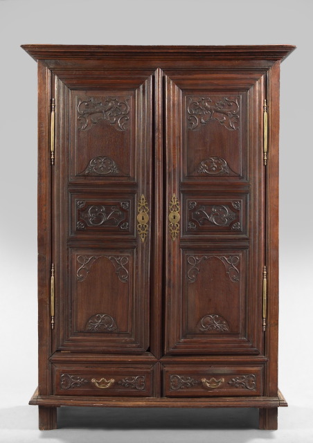 Appraisal: Large French Carved Oak Armoire early th century the top