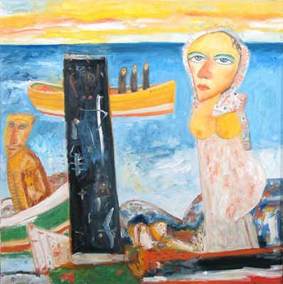 Appraisal: John Bellany Scottish b Death of a maiden Signed Oil