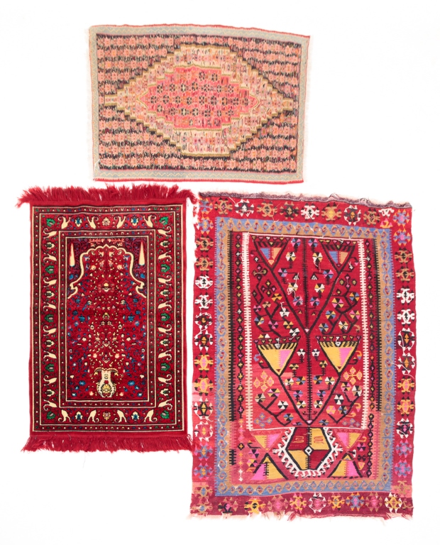 Appraisal: Twentieth century Two kilims One with orange medallion ' w