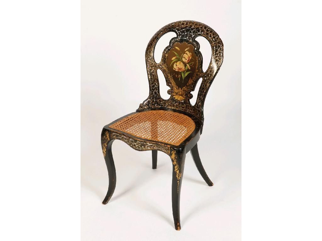 Appraisal: A VICTORIAN JENNENS BETTRIDGE PAPIER MACH SALON CHAIR the spoon