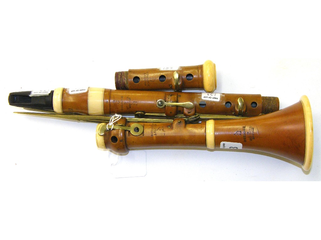 Appraisal: English boxwood and ivory mounted clarinet by Christopher Gerock circa