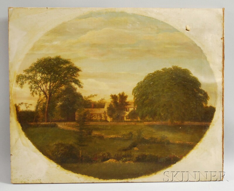 Appraisal: American School th Century Landscape with House and Pasture Unsigned