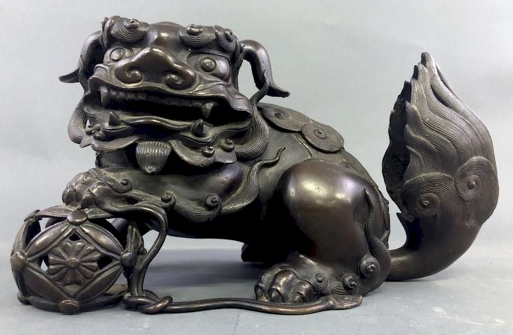 Appraisal: Japanese Bronze Foo Dog Japanese bronze Foo dog th c