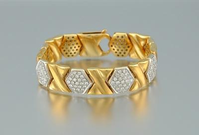 Appraisal: A Diamond k Gold Bracelet by Adriano Chimento Articulated link