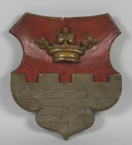 Appraisal: English heraldic wall plaque with crown castle wall motif hand