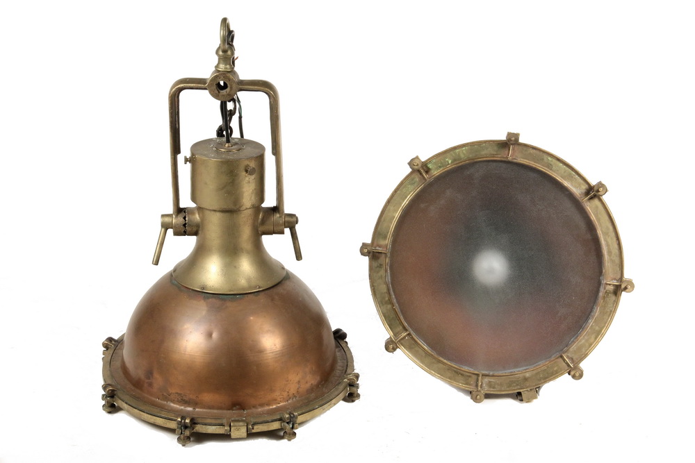 Appraisal: PAIR OF MARINE HANGING LIGHTS - Heavy Duty Shipboard Electric