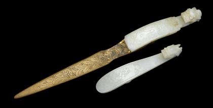 Appraisal: Two good Chinese white jade garment hooks qing dynasty One