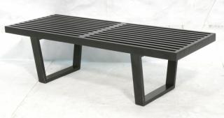 Appraisal: GEORGE NELSON Ebonized Slat Bench Coffee Table Small size Not