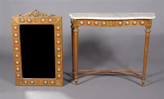 Appraisal: A Louis XVI Style Gilt Metal and Porcelain Mounted Console