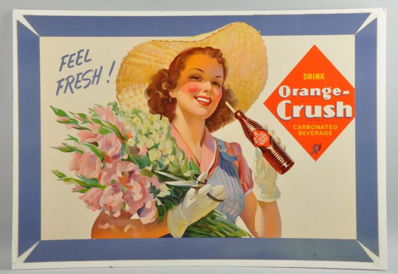 Appraisal: c Orange Crush Cardboard Sign This cardboard Orange Crush sign