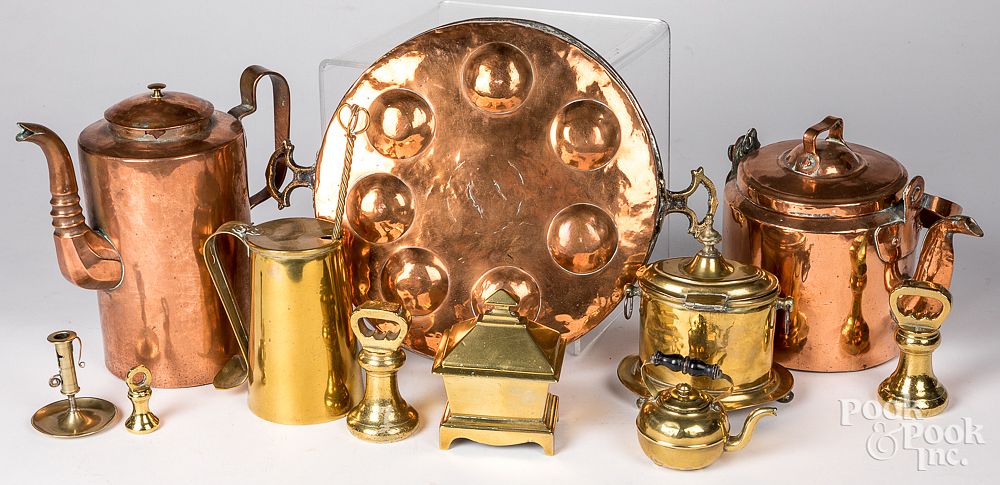 Appraisal: Group of copper and brass cookware Group of copper and