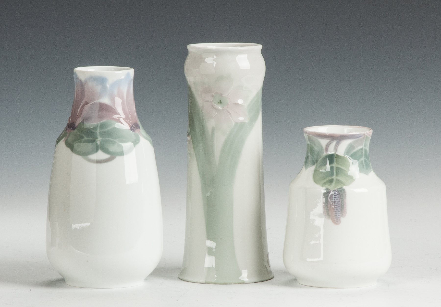 Appraisal: Rorstrand Porcelain Vases L to R Initialed 'G' Initialed 'NL'