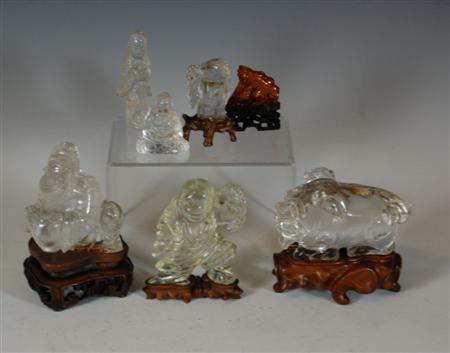 Appraisal: A collection of Chinese rock crystal figures of assorted shapes