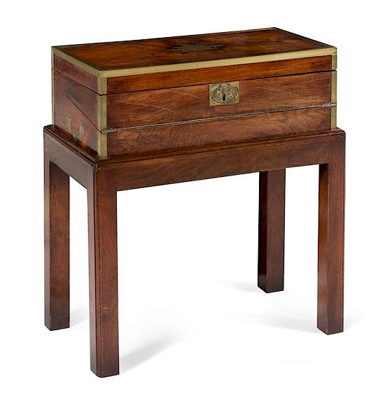 Appraisal: A George III Mahogany Writing Box on Stand Height x