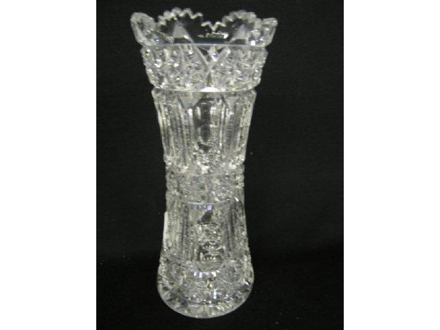 Appraisal: Brilliant Period Cut Glass Vase corset shape heavily cut tall