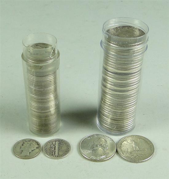 Appraisal: Roll of Mixed Date Silver Washington Quarters Grade range XF