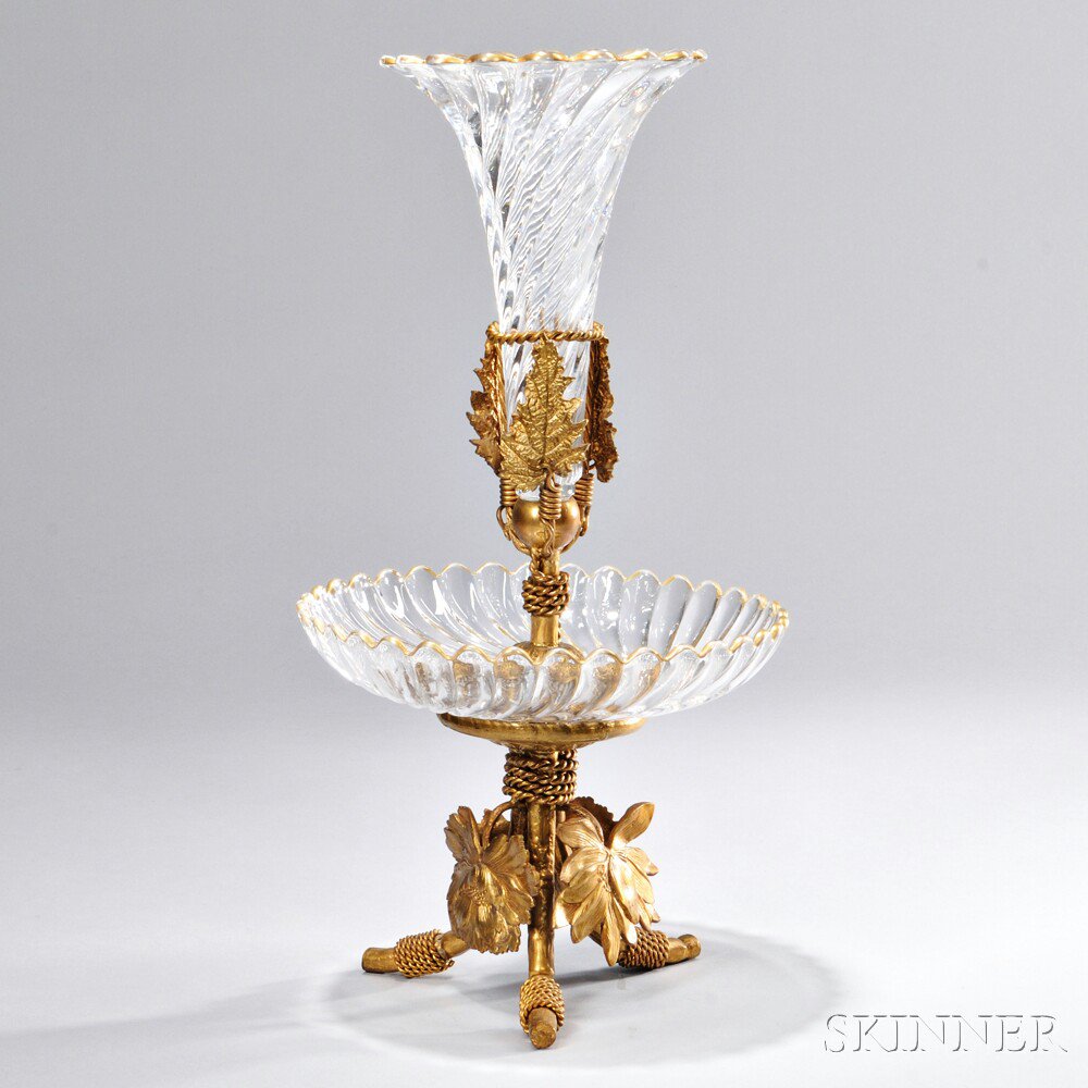 Appraisal: Dore Bronze and Glass Epergne France late th early th