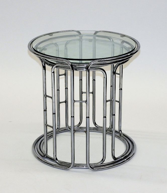 Appraisal: Set Tubular Chrome MCM Nesting Tables United States MCM Set