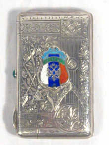 Appraisal: Russian Interest A silver cigarette case with bright cut decoration