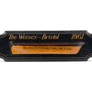 Appraisal: The Wessex-Bristol Hanging Wooden Half Hull Plaque th Century Length