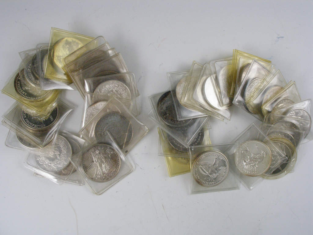 Appraisal: One Troy Ounce Silver Rounds Various Types many s some