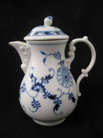 Appraisal: Meissen Porcelain Blue Onion Coffee Pot rose finial '' excellent