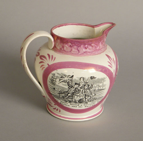 Appraisal: Sunderland pink luster pitcher th c h