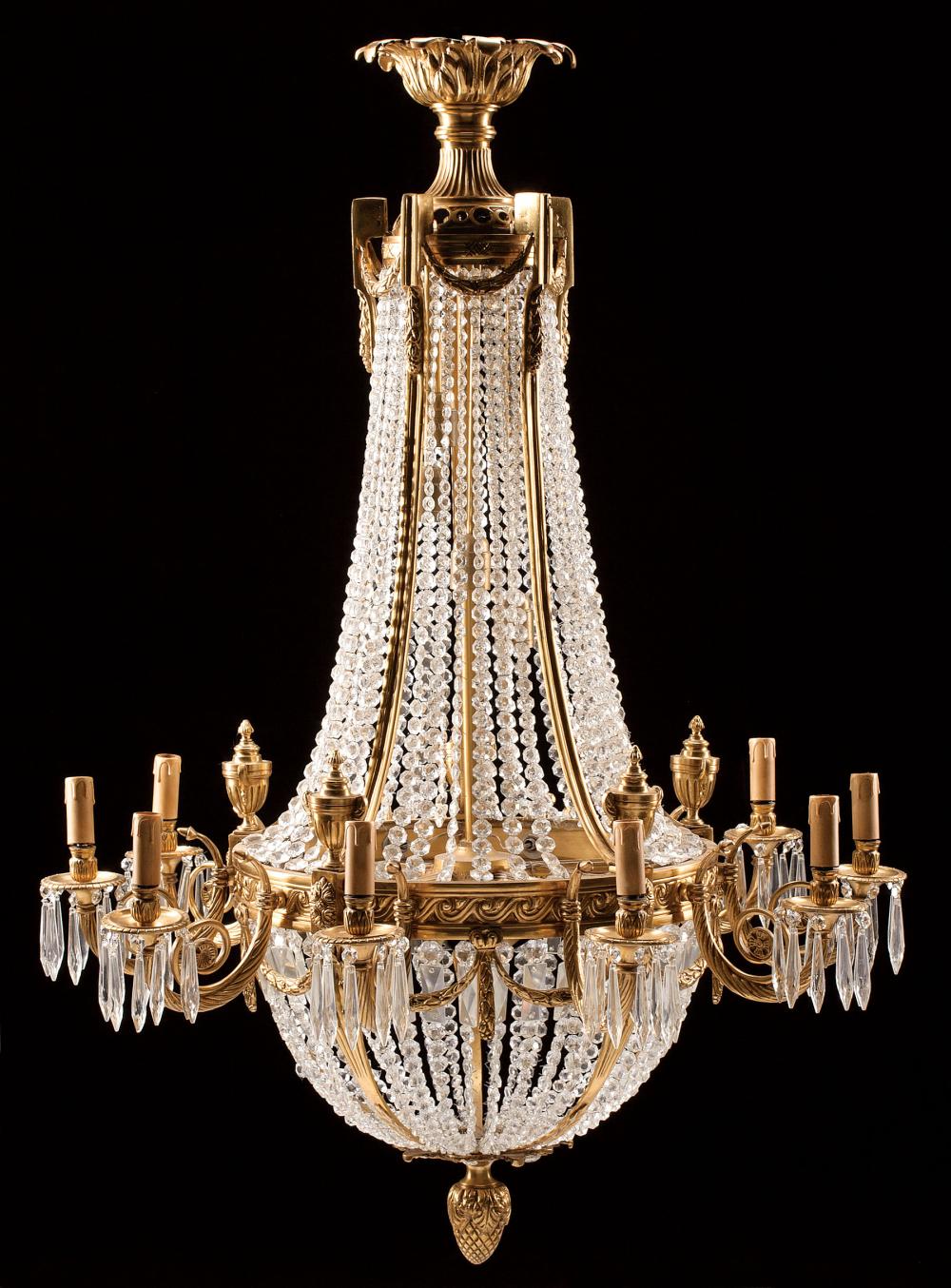 Appraisal: Pair of Louis XVI-Style Cut Crystal and Gilt Bronze Ten-Light